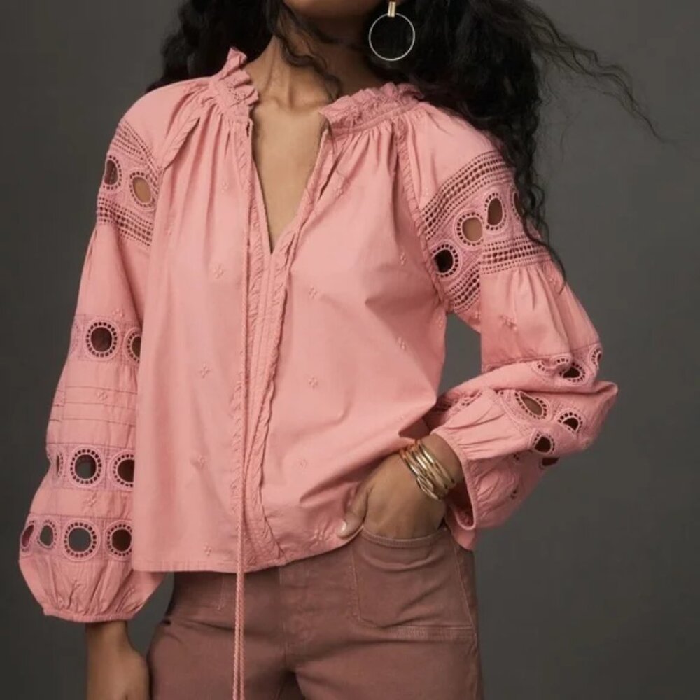 NWTs Anthropologie Forever That Girl Long Sleeve V-Neck Peasant Blouse Sz S